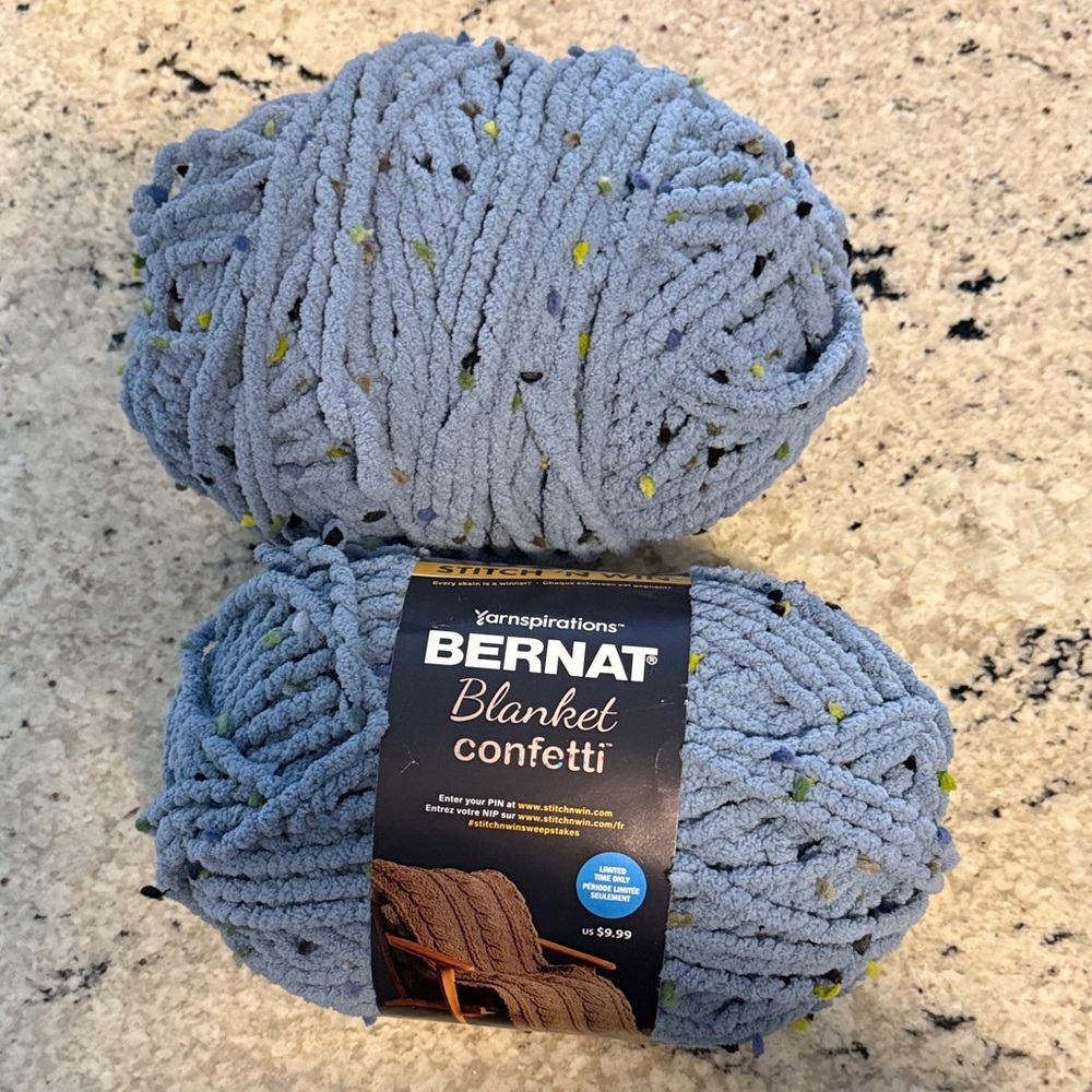 Bernat Blanket Confetti Yarn - Blue and Yellow